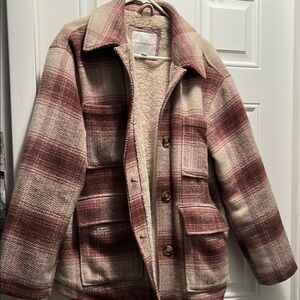 American Eagle Plaid fur lined Jacket